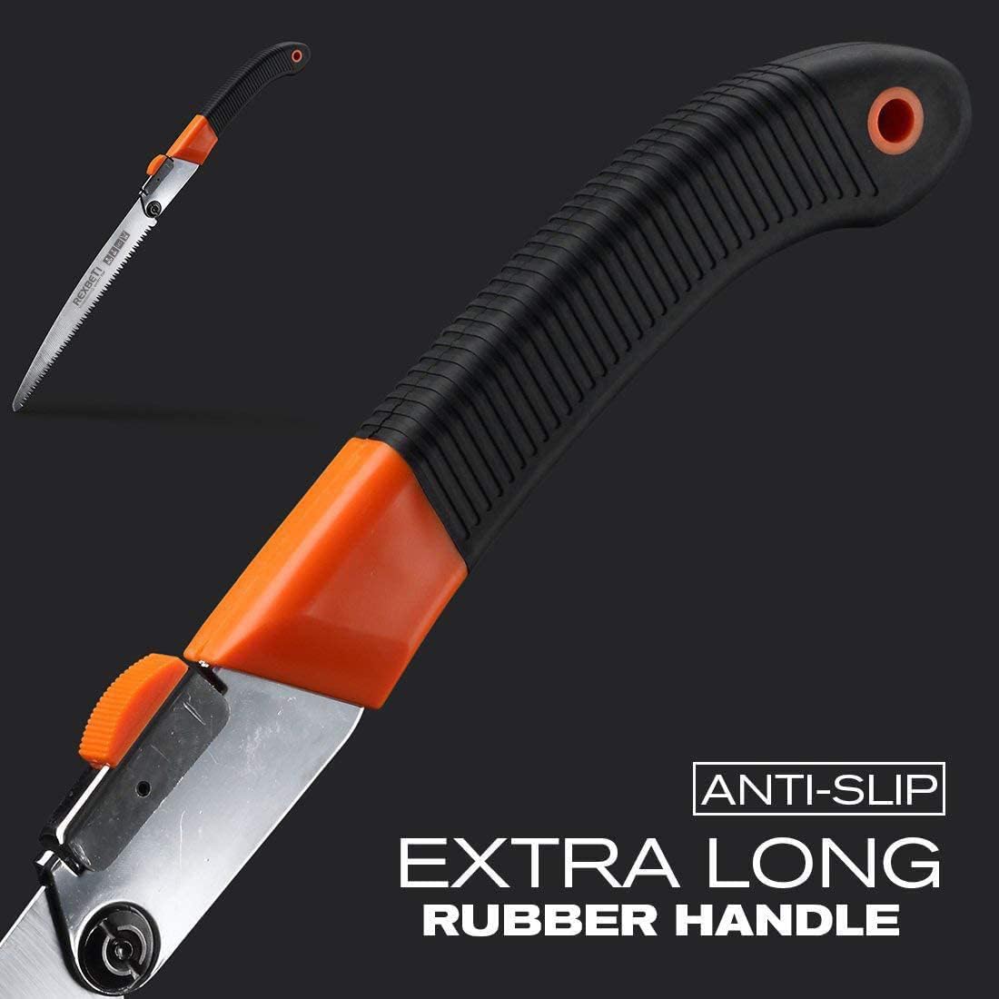 REXBETI Folding Saw, Extra Long 14 Inch Blade Backpacking Saws for Hiking Camping, Dry Wood Trimming Pruning Saw With 4 Cutting Angle Hard Teeth, Large Garden Saws with SK-5 Steel