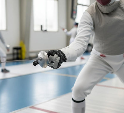 Fencing Glove High Performance Padded, Washable Amara Synthetic Leather, Real Leather for Foil, Epee & Saber, Silicoated Palm Back Neoprene Padded, 350N Cuff Protective Glove.