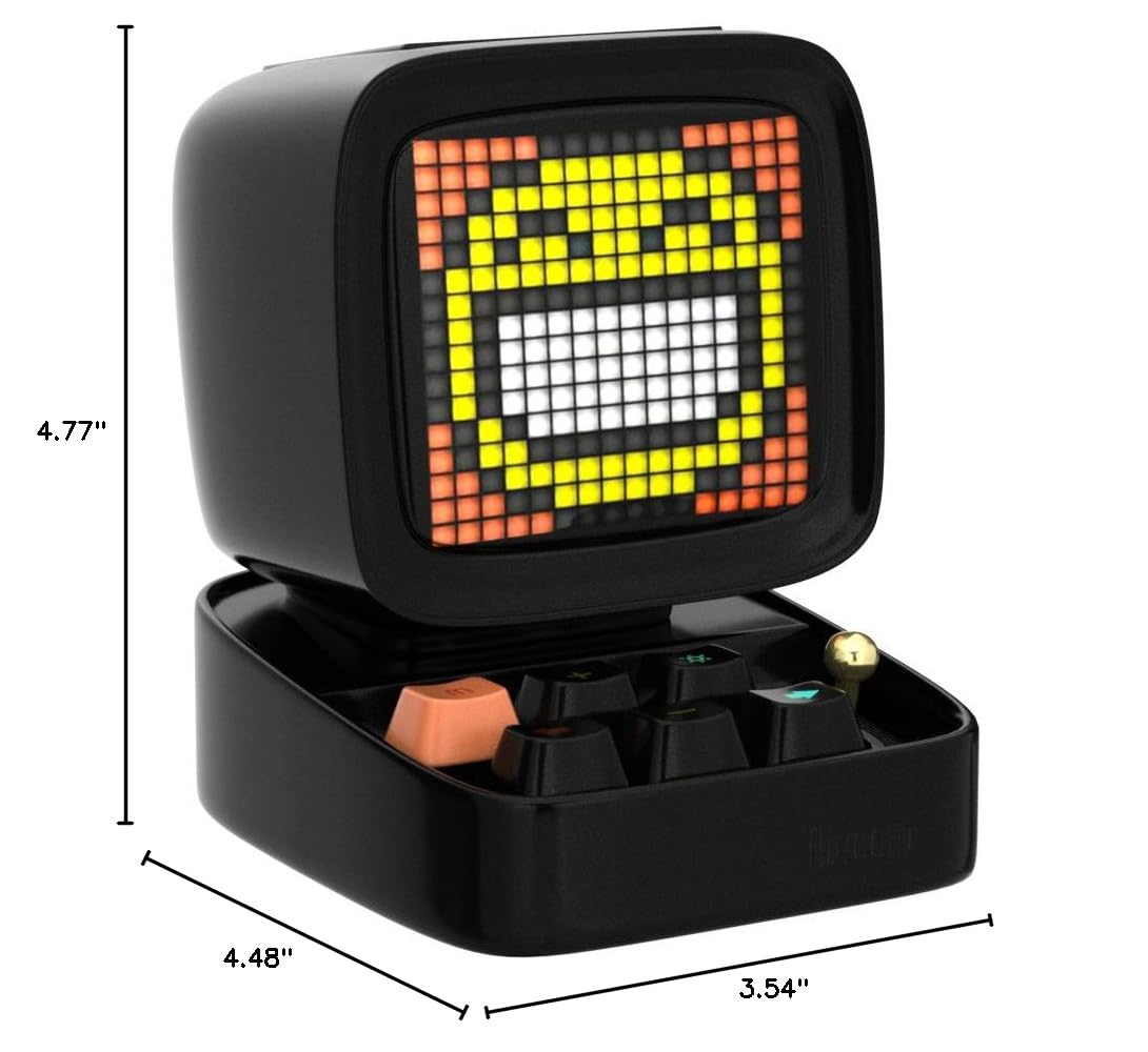 Divoom Ditoo Retro Pixel Art 15W Bluetooth Speaker,Cute Speaker with Alarm,White Noise & Mini Games,Iconic Desk Setup Speaker with 16X16 LED App Controlled Front Screen,Gifts for Anyone (Pink)