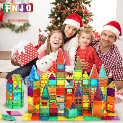 FNJO Magnetic Tiles, 110PCS Magnet Building Set, Magnetic Building Blocks,Construction STEM Learning and Playing Toys for Kids, Montessori Toy for Preschool Boys Girls Toddlers Classroom Must-Haves