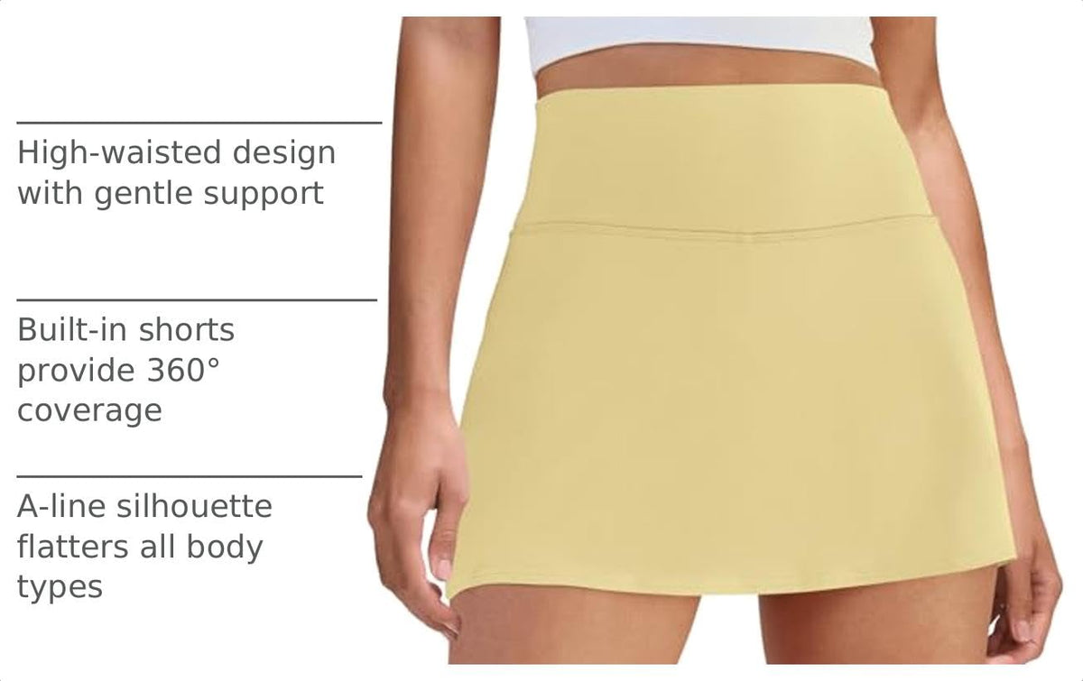DLOODA Womens Skort Tennis Skirt with Pocket Shorts