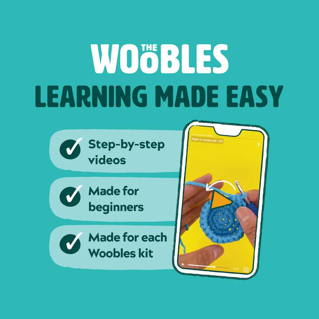 The Woobles Crochet Kit for Beginners – Spongebob Squarepants Craft Kit with Easy Peasy Yarn for Adults & Young Crafters, As Seen On Shark Tank, Step by Step Video Tutorials (Gary The Snail)