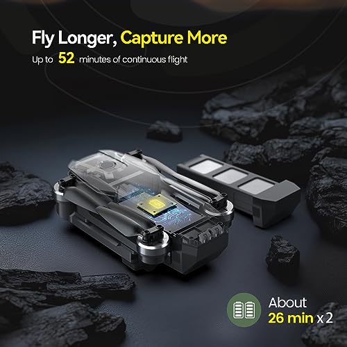 Holy Stone HS720 GPS Drone with Camera for Adults 4K UHD, FAA Remote ID Compliant, 52 Minutes Flight Time, Foldable Quadcopter with Brushless Motor, Auto Return Home, Follow Me, Long Control Range