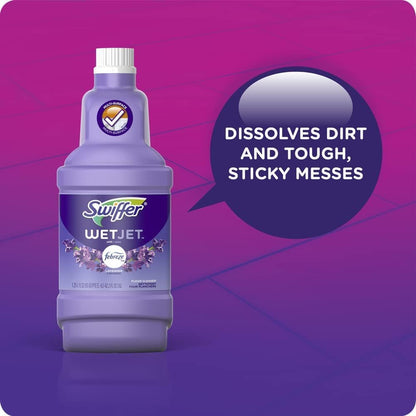 Swiffer WetJet Multi-Purpose Floor Cleaner Solution with Febreze Refill, Hardwood Floor Cleaner, Lavender Scent, 1.25 Liter -42.2 Fl Oz (Pack of 2)