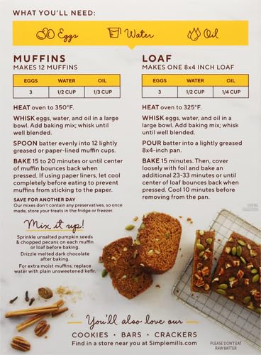 Simple Mills Almond Flour Pumpkin Muffin and Bread Mix, 1pk, 9 oz