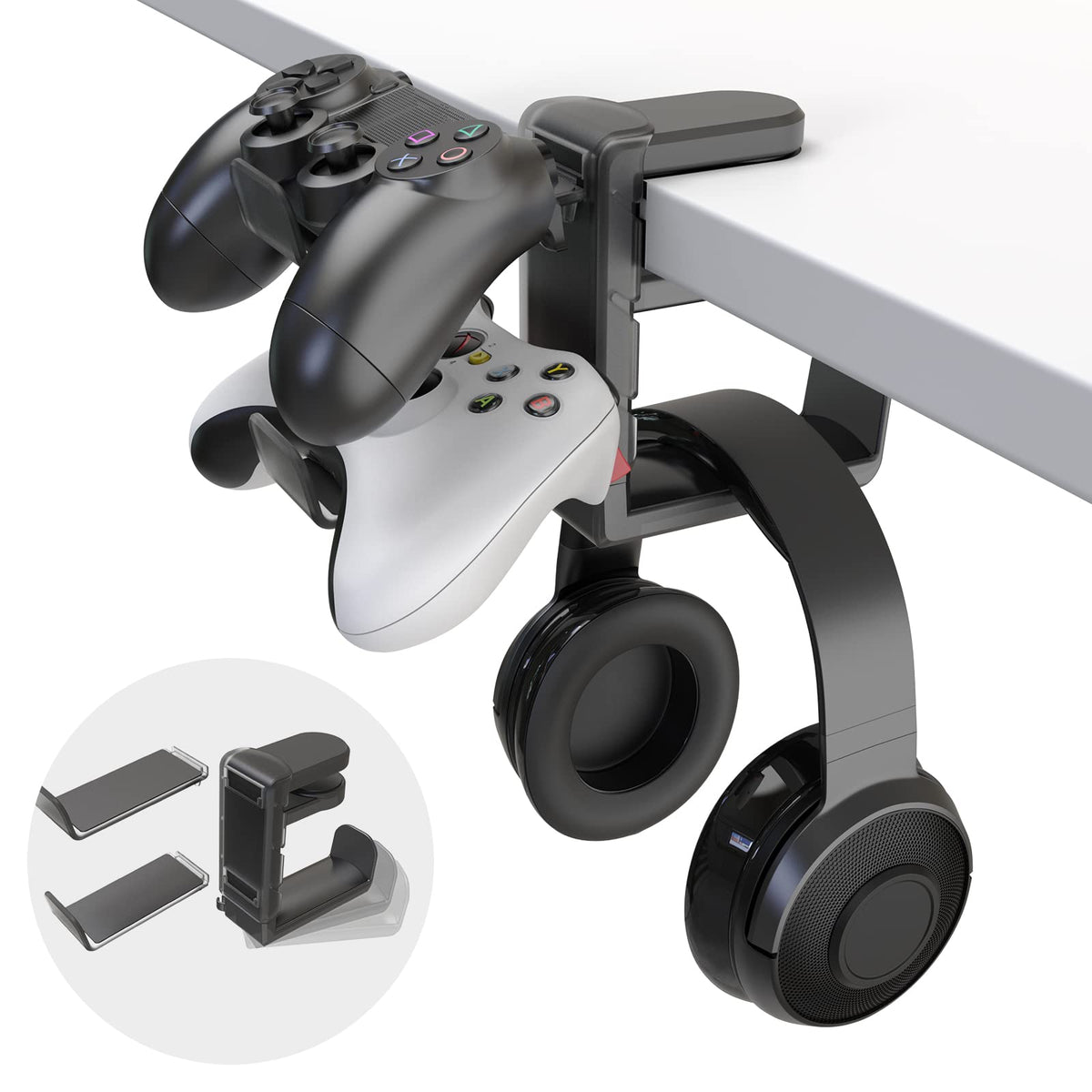 EURPMASK Rotating Headphone Stand,Adjustable Clamp-on Headset Holder Hanger