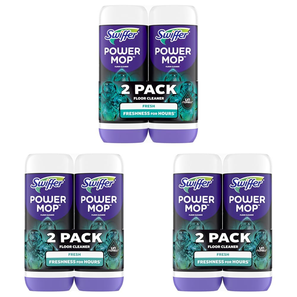 Swiffer Power Mop Refill Solution, Floor Cleaner for Mopping Tile, Vinyl, Laminate, Wood in Home, Bathroom, Kitchen, All Purpose Multi-Surface Solution for Floor Cleaning, Lavender Scent, 50.6oz