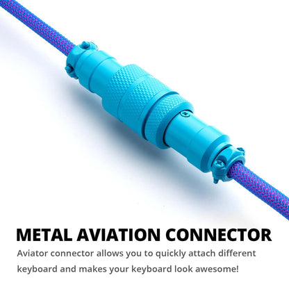 GUNMJO Pro Custom Coiled USB C Cable for Gaming Keyboard, Double-Sleeved Mechanical Keyboard Cable with Detachable Metal Aviator, 1.5M USB-C to USB-A, Carbon Black Color