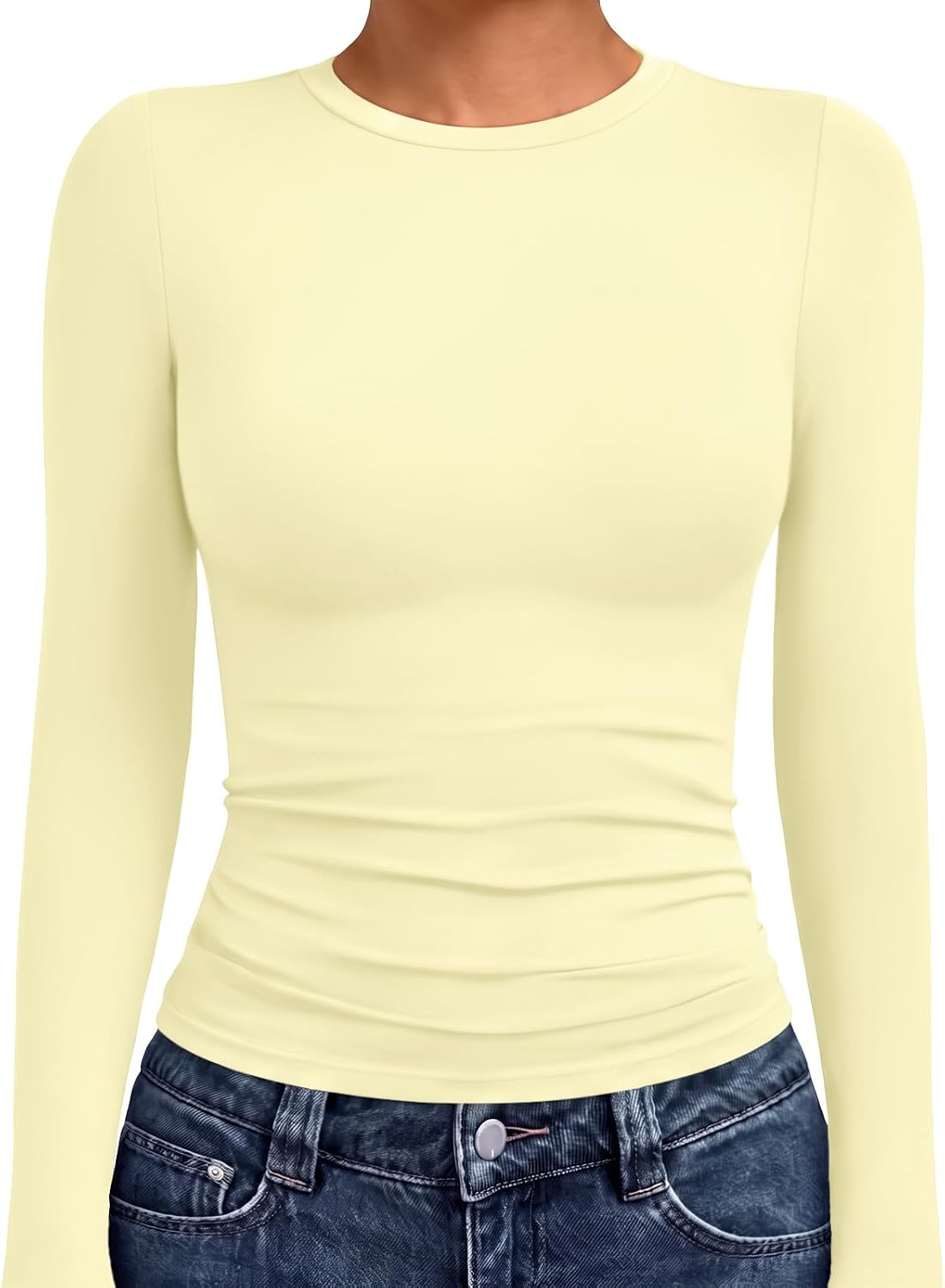 AUTOMET Womens Crew Neck Long Sleeve Shirts Compression Underscrubs Tops