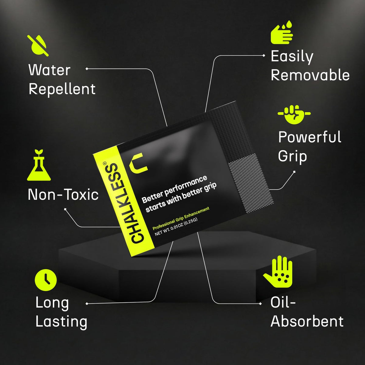 Chalkless Grip Enhancer - Premium Liquid Chalk Alternative & Less Mess Hand Chalk for Weightlifting, Powerlifting, Yoga, Gaming, Climbing, and More, Non-Toxic Long-Lasting & Reliable