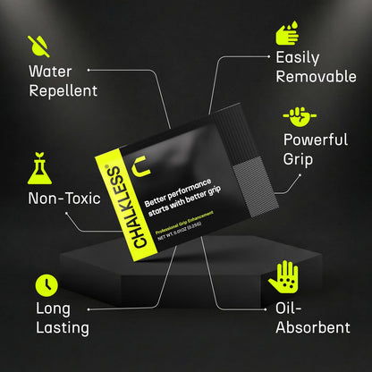 Chalkless Grip Enhancer - Premium Liquid Chalk Alternative & Less Mess Hand Chalk for Weightlifting, Powerlifting, Yoga, Gaming, Climbing, and More, Non-Toxic Long-Lasting & Reliable
