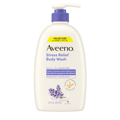 Aveeno Stress Relief Body Wash, Lavender Scent, 33 fl. oz