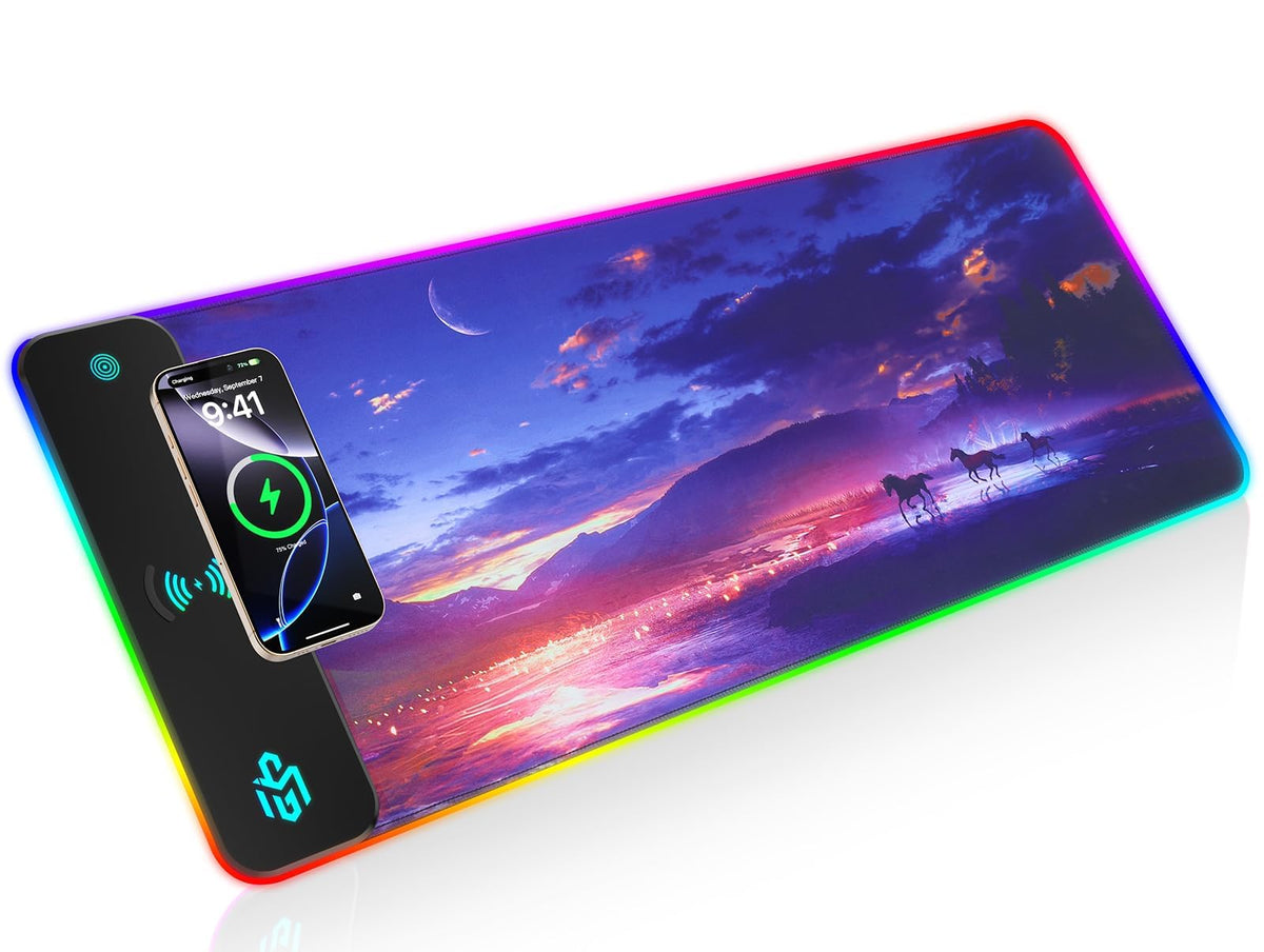 TARKARI Mouse Pad Gaming Wireless Charging, 800x300x4mm, Black