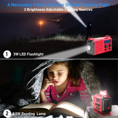 Auto NOAA Emergency Weather Radio, Solar Hand Crank Radio,Portable Battery Operated Emergency Radio with AM FM Shortwave,USB Charger,LED Flashlight,Clock, SOS Alert for Home Outdoors Camping Survival