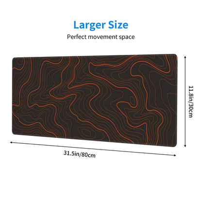 Gaming Mouse Pad, Large Black and Green Line Topographic Mousepad Laptop, Extended Mouse Mat, Long XL Waterproof Keyboard Pads, Big Non-Slip Mousepads for Game Office Home, 31.5 x 11.8 in