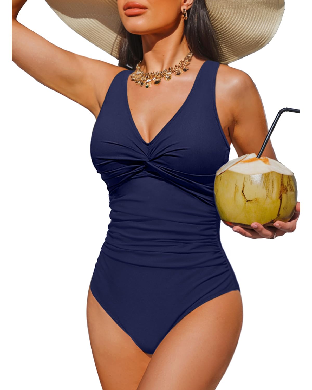 Women's Tummy Control One Piece Swimsuit Push Up Full Coverage Bathing Suit