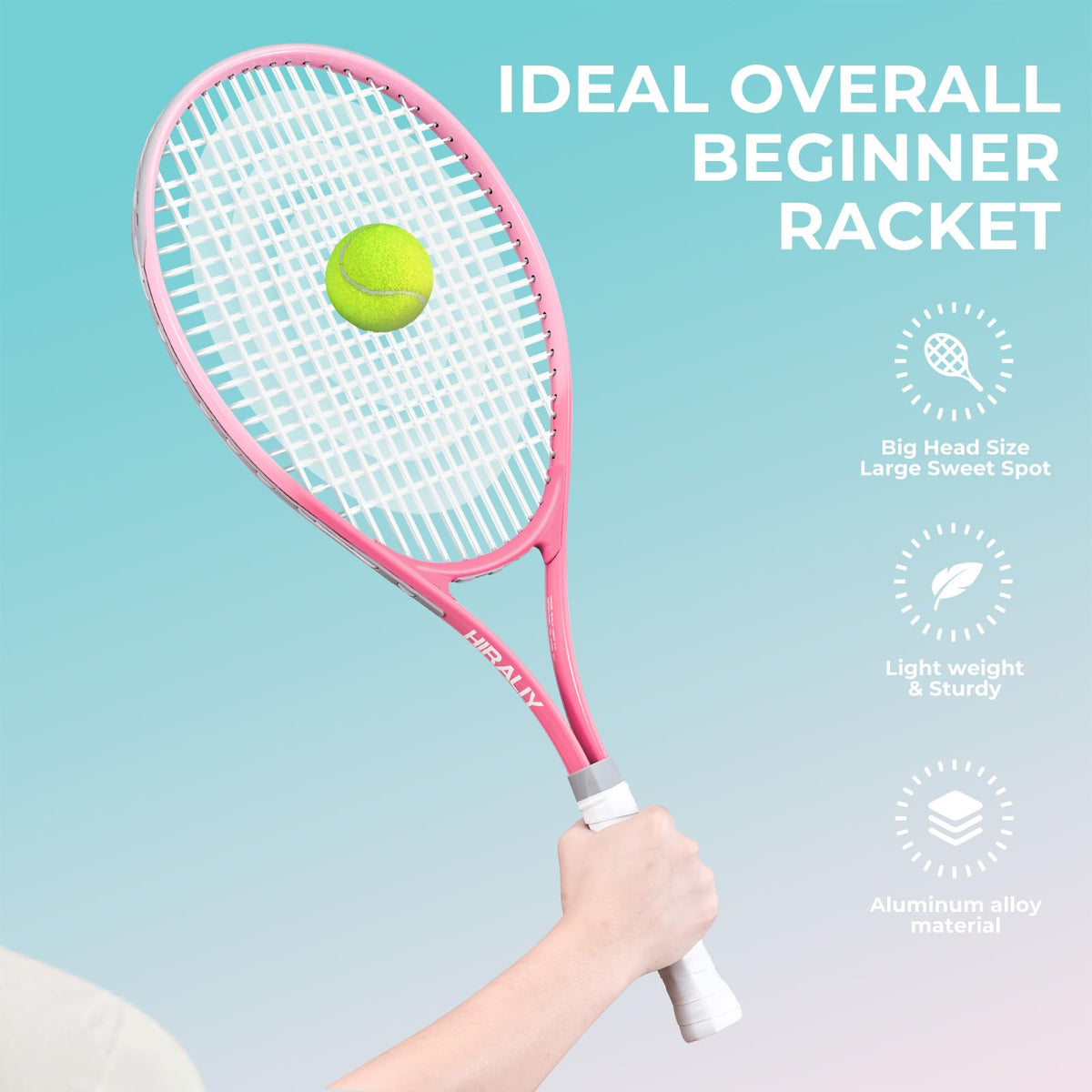 HIRALIY 27-Inch Tennis Racket for Adults with Ball and Carry Bag