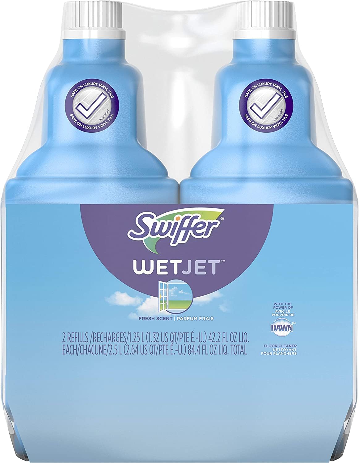 Swiffer WetJet Multi-Purpose Floor Cleaner Solution with Febreze Refill, Hardwood Floor Cleaner, Lavender Scent, 1.25 Liter -42.2 Fl Oz (Pack of 2)