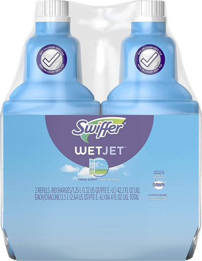 Swiffer WetJet Multi-Purpose Floor Cleaner Solution with Febreze Refill, Hardwood Floor Cleaner, Lavender Scent, 1.25 Liter -42.2 Fl Oz (Pack of 2)