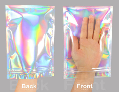 Smell Proof Bags & Resealable Foil Pouch Mylar Sample Bag Great for Party Favor Food Storage (Holographic Color) (50pcs-6x9 inch)
