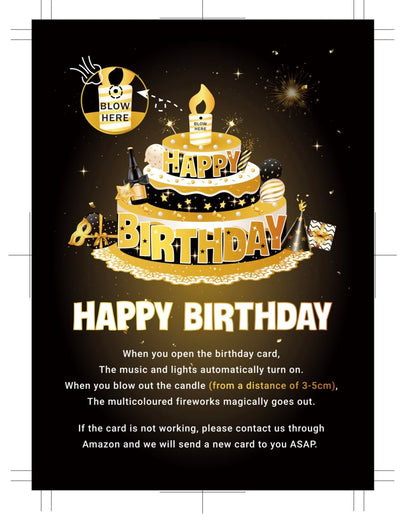 MZD8391 Pop Up Birthday Card with Music, Light, Firework For Men Women