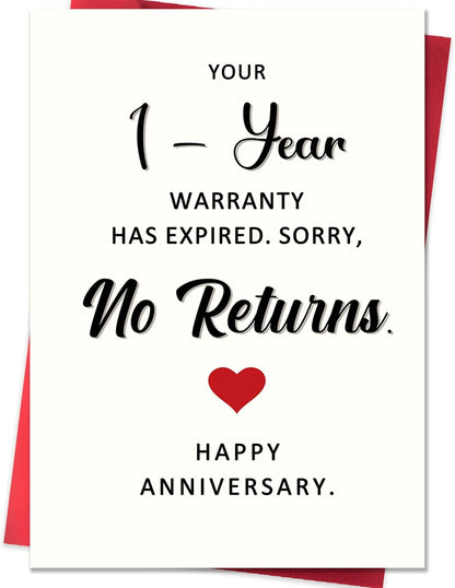 Funny 1st Anniversary Card, Anniversary Card Gifts for Men Women