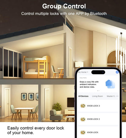 Fingerprint Door Lock, Smart Fingerprint Door Knob with Lock, Biometric Door Locks with App Control & Key, Keyless Thumbprint Entry Door Locks for Bedroom, Front Door, Home, Apartment-Silver