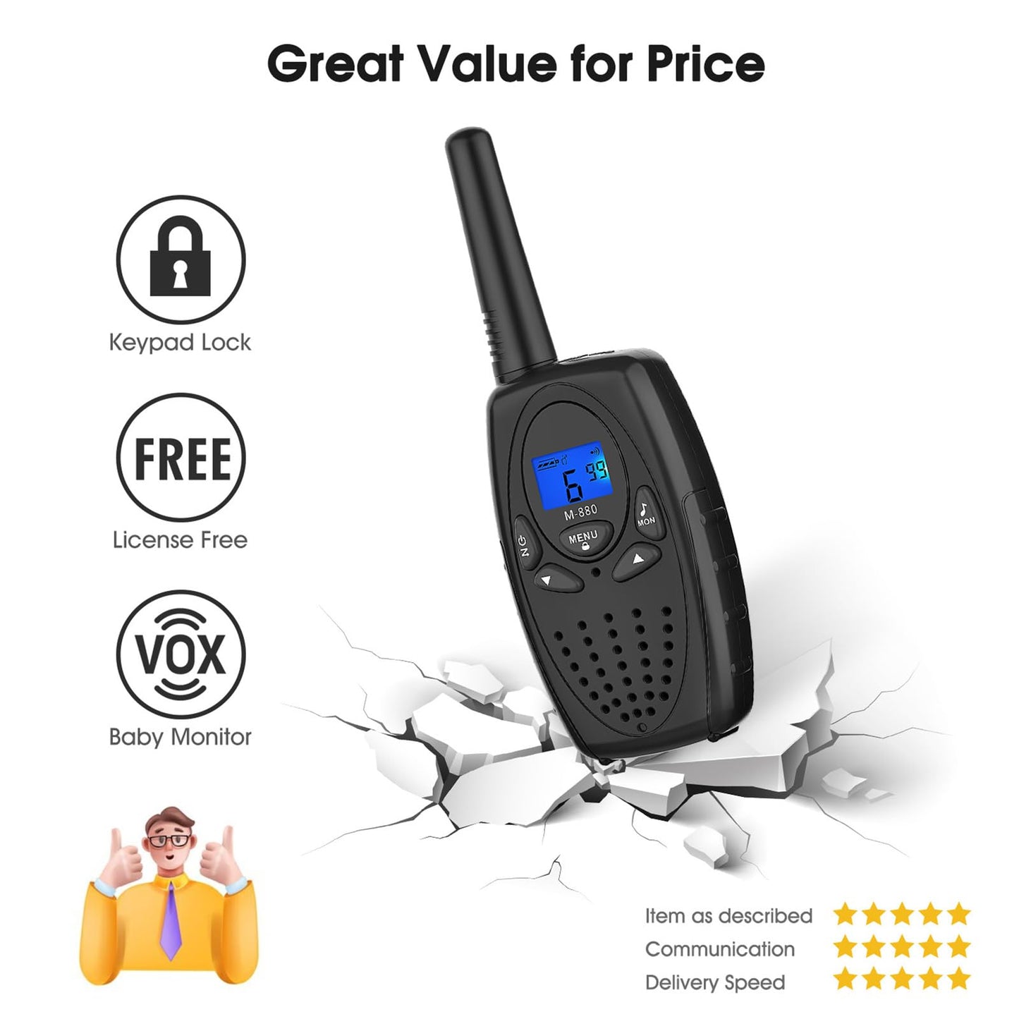Two Way Radios for Adults, Topsung M880 FRS Walkie Talkie Long Range with VOX Belt Clip/Hands Free Walki Talki with Noise Cancelling for Women Kids Camping Hiking Cruise Ship (Orange 2 in 1)