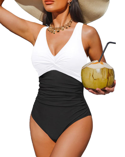 Women's Tummy Control One Piece Swimsuit Push Up Full Coverage Bathing Suit