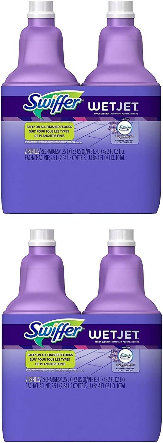 Swiffer WetJet Multi-Purpose Floor Cleaner Solution with Febreze Refill, Hardwood Floor Cleaner, Lavender Scent, 1.25 Liter -42.2 Fl Oz (Pack of 2)