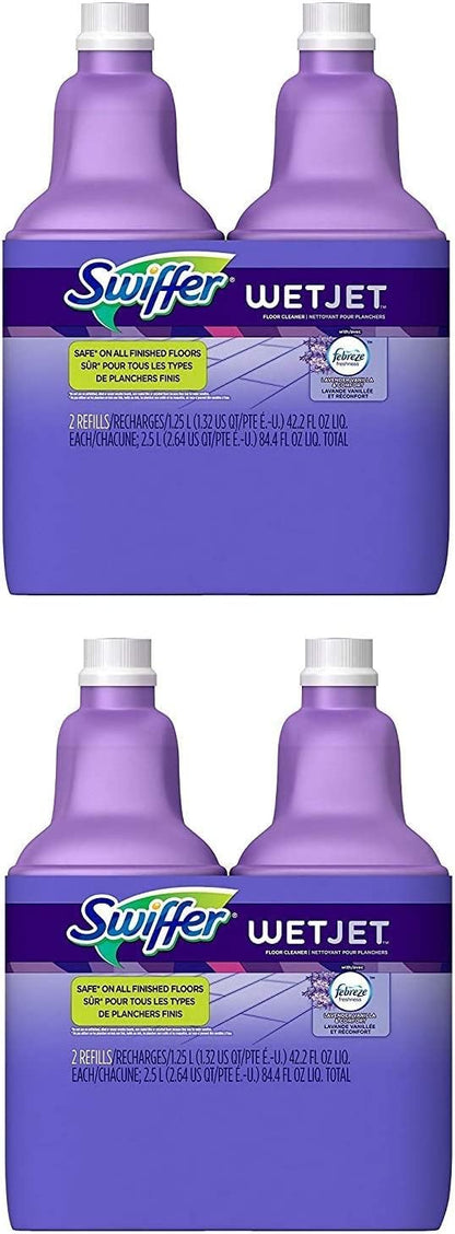 Swiffer WetJet Multi-Purpose Floor Cleaner Solution with Febreze Refill, Hardwood Floor Cleaner, Lavender Scent, 1.25 Liter -42.2 Fl Oz (Pack of 2)