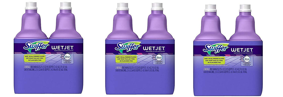 Swiffer WetJet Multi-Purpose Floor Cleaner Solution with Febreze Refill, Hardwood Floor Cleaner, Lavender Scent, 1.25 Liter -42.2 Fl Oz (Pack of 2)