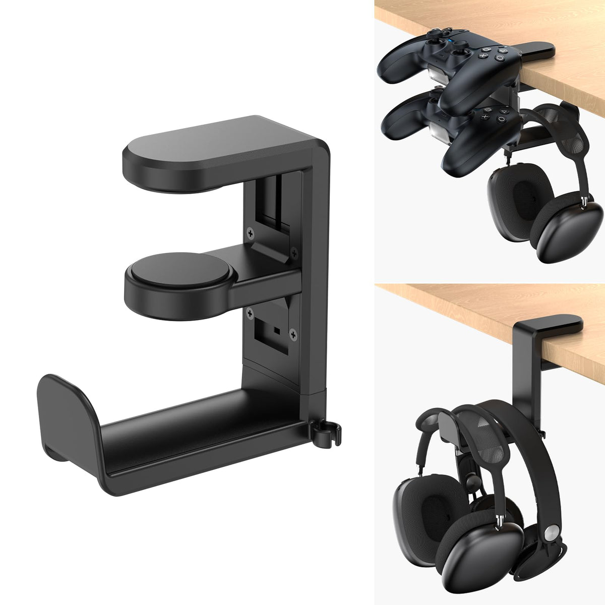 EURPMASK Rotating Headphone Stand,Adjustable Clamp-on Headset Holder Hanger