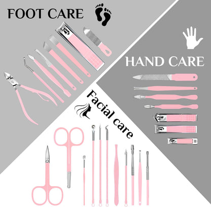 Manicure Set Professional Nail Clipper Kit-26 Pieces Stainless Steel Manicure Kit,Nail Care Tools with Luxurious Travel Case
