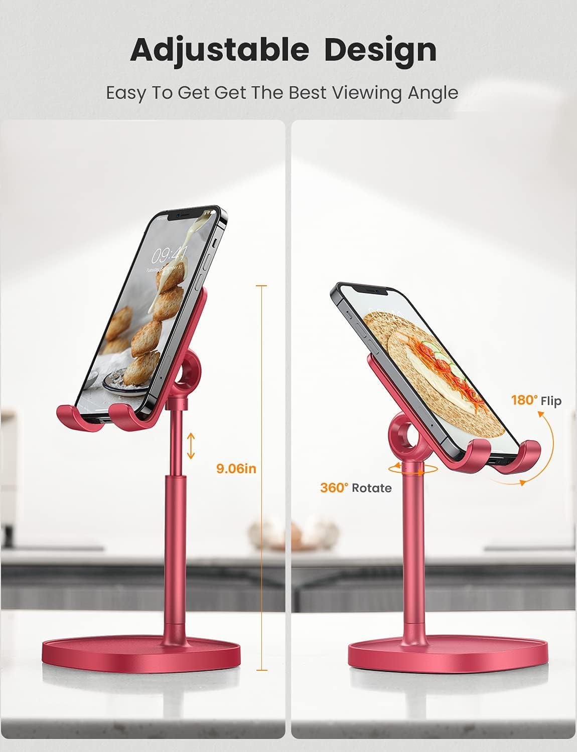 LISEN Desk Phone Stand Holder, iPhone Stand Pink Gifts for Women Girls