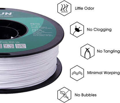 eSUN PETG Filament, Solid White, 1.55 kg