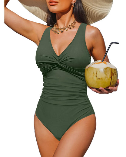 Women's Tummy Control One Piece Swimsuit Push Up Full Coverage Bathing Suit