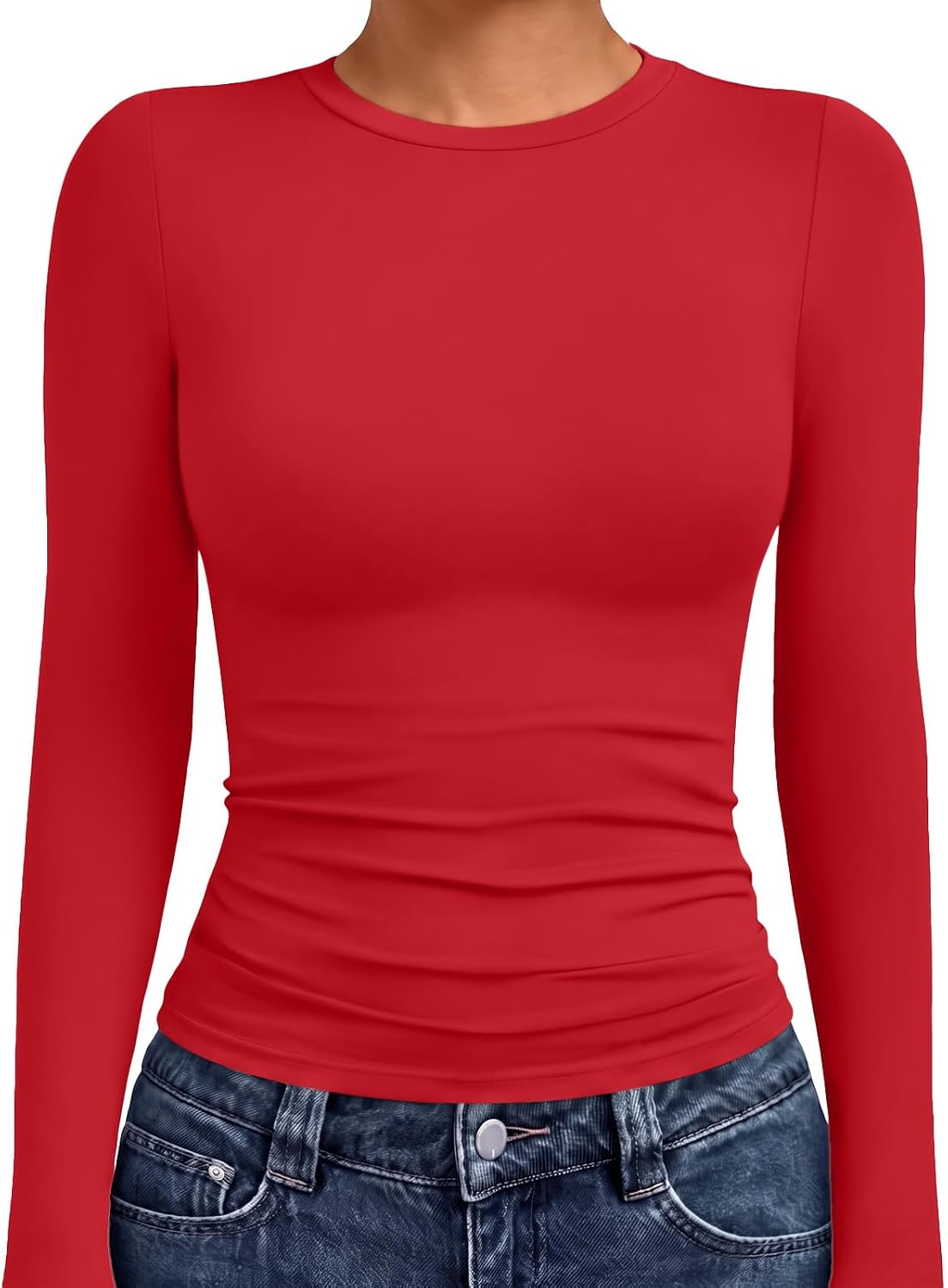 AUTOMET Womens Crew Neck Long Sleeve Shirts Compression Underscrubs Tops