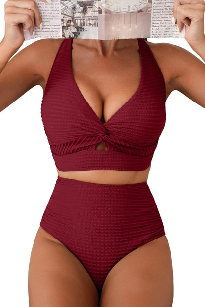 Herseas Womens Textured Bikini Sets 2 Piece Twist Front Top Sexy Swimsuits