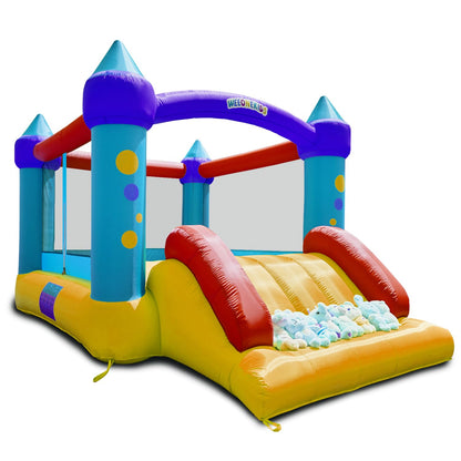 WeeOneKids Air Bounce House, Inflatable Bouncer with Air Blower and Slide, Jumping Family Backyard Bouncy Castle with Extra Thick Material (Red Yellow&Blue)