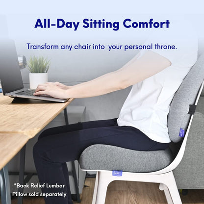 C CUSHION LAB Patented Pressure Relief Seat Cushion for Long Sitting Hours on Office/Home Chair, Car, Wheelchair - Extra-Dense Memory Foam for Hip, Tailbone, Coccyx, Sciatica - Light Grey