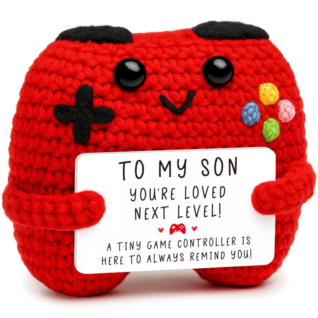 Gamer Gifts for Teen Boy, Positive Crochet Controller Gifts for Son Boyfriend Birthday, Gamer Gift for Teenage Boy, Boy Room Decor, Gaming Accessories for Kids Christmas