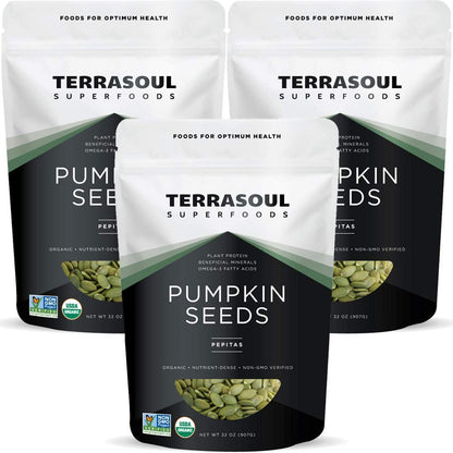 Terrasoul Superfoods Organic Pumpkin Seeds, 2 Lbs - Premium Quality, Shelled, Raw, Unsalted