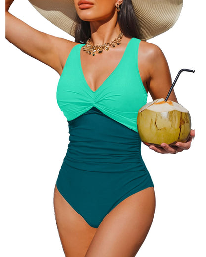 Women's Tummy Control One Piece Swimsuit Push Up Full Coverage Bathing Suit