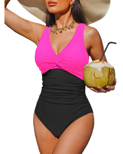 Women's Tummy Control One Piece Swimsuit Push Up Full Coverage Bathing Suit
