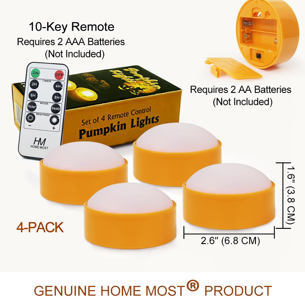 2-Pack Halloween Pumpkin Lights with Remote/Timer - Orange Pumpkin Lights LED Battery Operated Halloween Decor - Jack-O-Lantern Outdoor Decorations