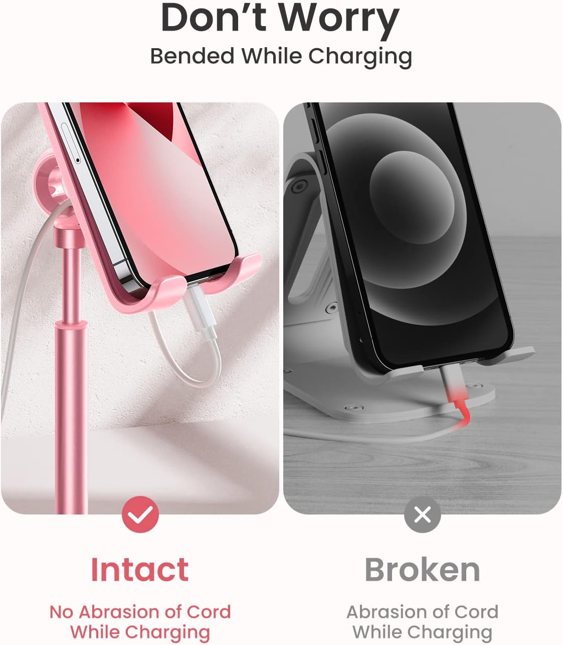 LISEN Desk Phone Stand Holder, iPhone Stand Pink Gifts for Women Girls