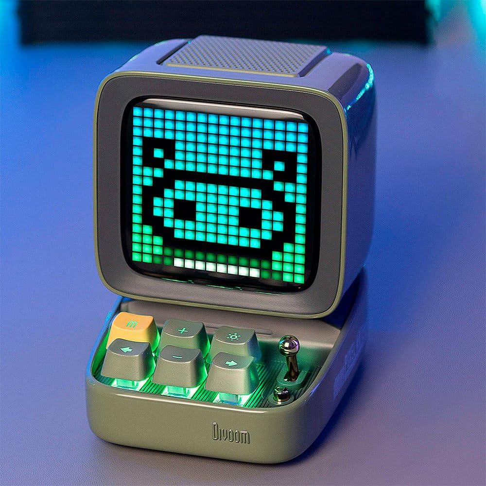 Divoom Ditoo Retro Pixel Art 15W Bluetooth Speaker,Cute Speaker with Alarm,White Noise & Mini Games,Iconic Desk Setup Speaker with 16X16 LED App Controlled Front Screen,Gifts for Anyone (Pink)