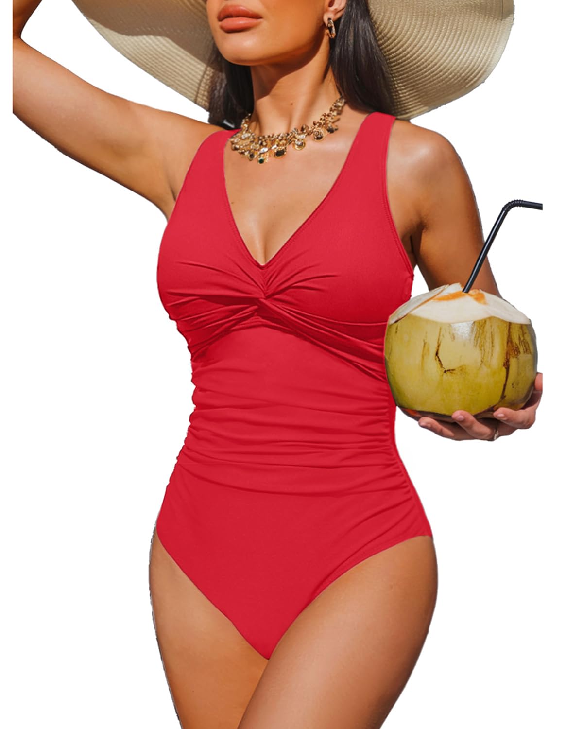 Women's Tummy Control One Piece Swimsuit Push Up Full Coverage Bathing Suit