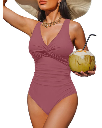 Women's Tummy Control One Piece Swimsuit Push Up Full Coverage Bathing Suit